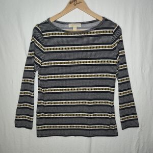 MICHAEL by Michael Kors Liquid Knit Top Long Sleeve Chain Link & Polka Dots